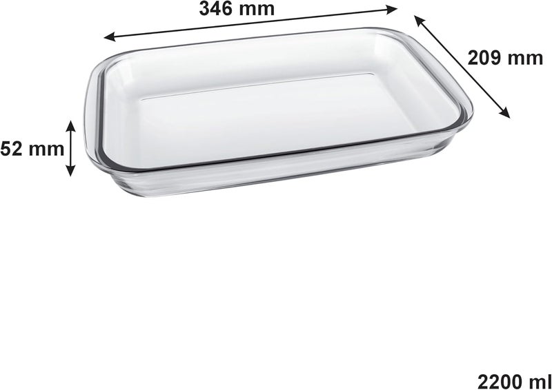 Marinex Rectangular Glass Baking Dish 2.2L, Clear – Oven Safe Transparent Bakeware for Lasagna, Cakes, Brownies, Roasting & Casseroles – Heat Resistant Durable Glass Dish for Home & Kitchen - Image 3